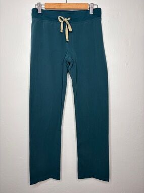 Figs Teal Elastic WaistDrawstring Scrub Pants with Cream Tie